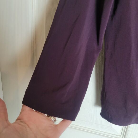 MM LaFleur Deneuve Faux Wrap Blouse Women's Medium Plum Purple Career Business - Picture 5 of 9